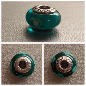 Pandora blue floral glass spacer bead retired
